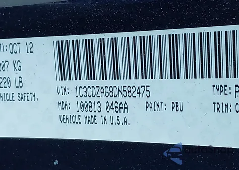 2013 Dodge Avenger Se V6 z USA, uszkodzony, nr VIN 1C3CDZAG8DN582475